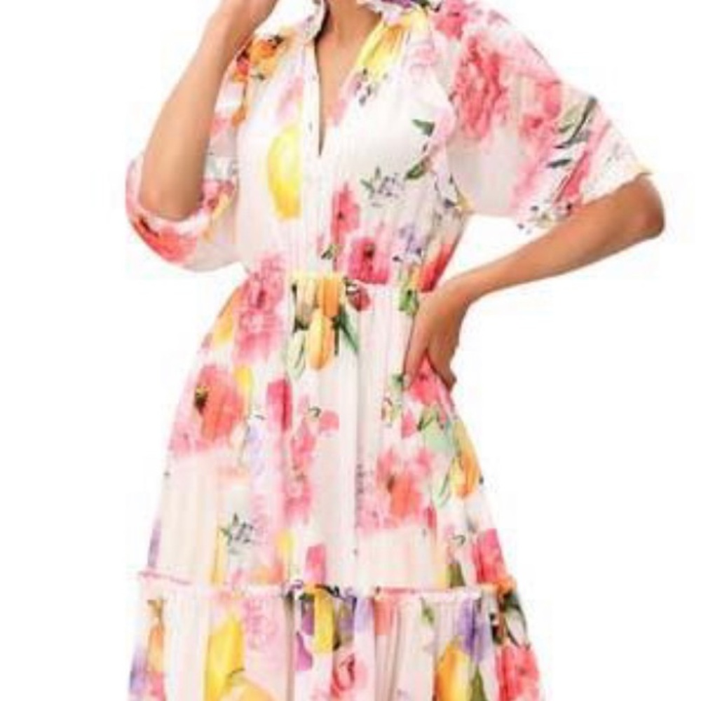 Ruffle floral print Georgette printed dress